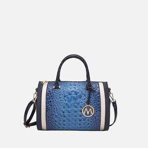 MKF Collection Vegan Eleanor Shoulder Bag in Navy. Crocodile-embossed.